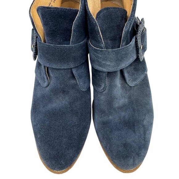 Jack Rogers Izzie Blue Suede Wedge Boot Bootie Adjustable Buckle Women's Size 7 - Picture 8 of 14